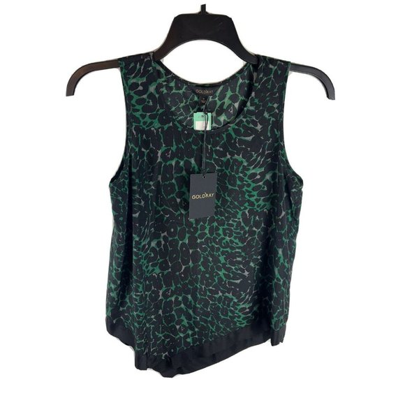 Goldray Tops - Goldray Crystal Asymmetrical Hem Blouse Green Size Small NWT